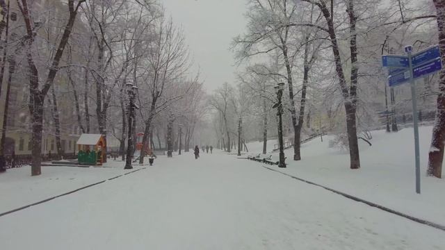 Moscow. Snowy April Walk. No Spring For Russian. Metro Station Kropotkinskaya.