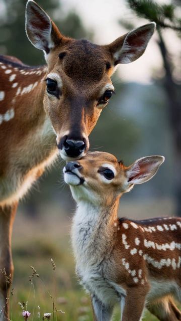 Мама вместе с олененком ИИ