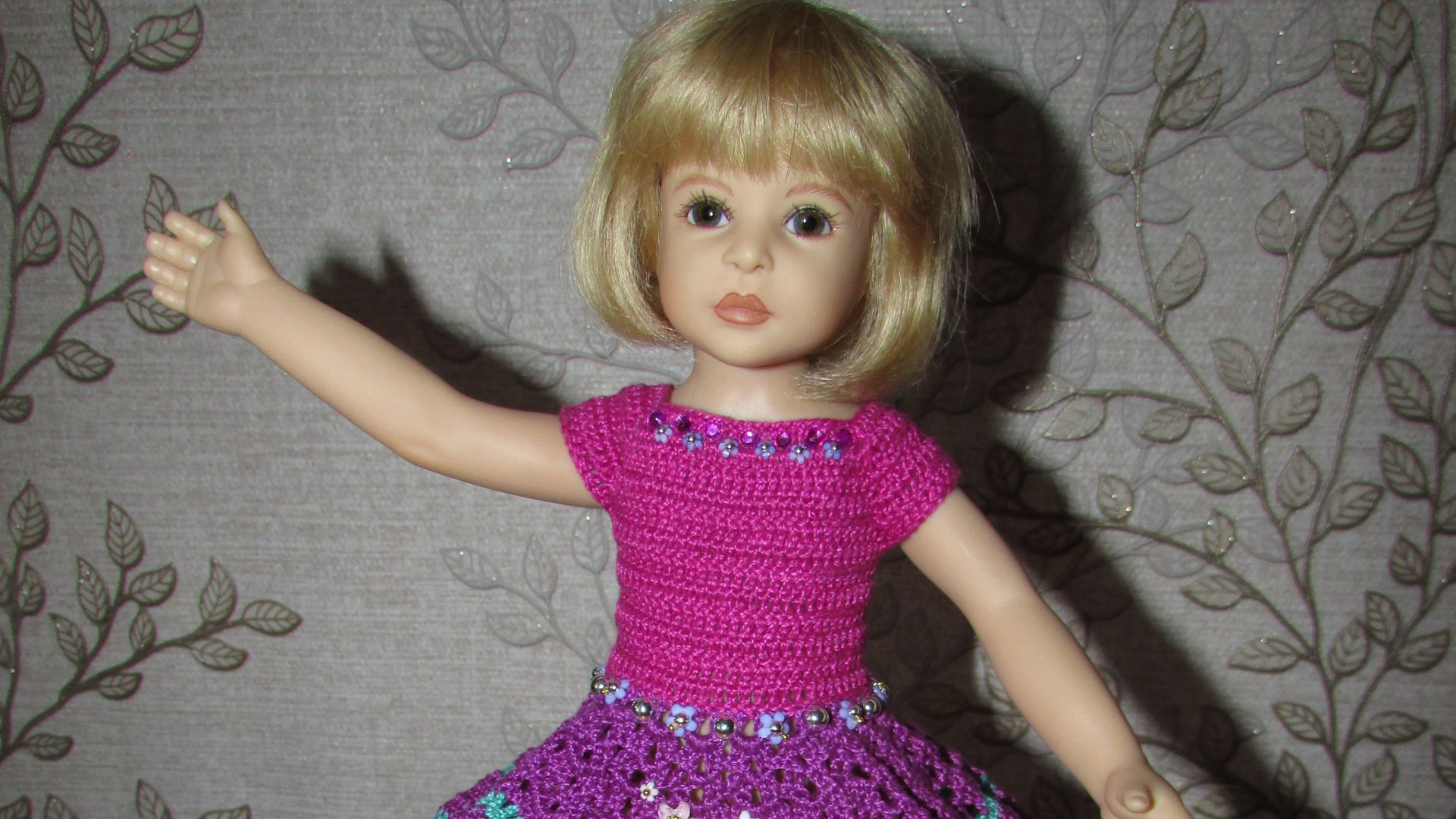 Авторское вязаное платье на кукол Хейди Плюсчок 26 см - Heidi Plusczok 26 см