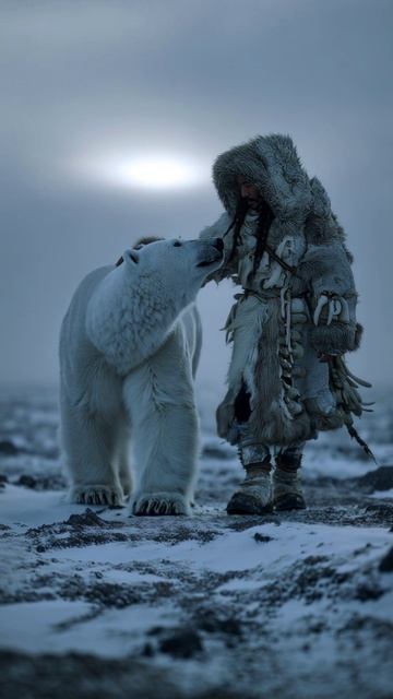 Северный полюс, белый медведь ИИ