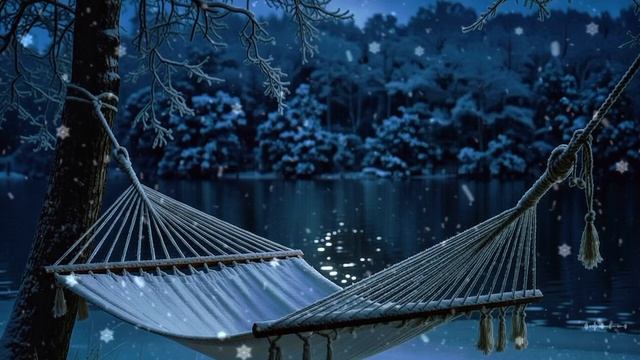 ОЧЕНЬ КРАСИВАЯ СПОКОЙНАЯ МУЗЫКА ДЛЯ ДУШИ ♪ ЗАСНЕЖЕННЫЙ ГАМАК У ОЗЕРА НОЧЬЮ. ГЛУБОКИЙ СОН И ОТДЫХ