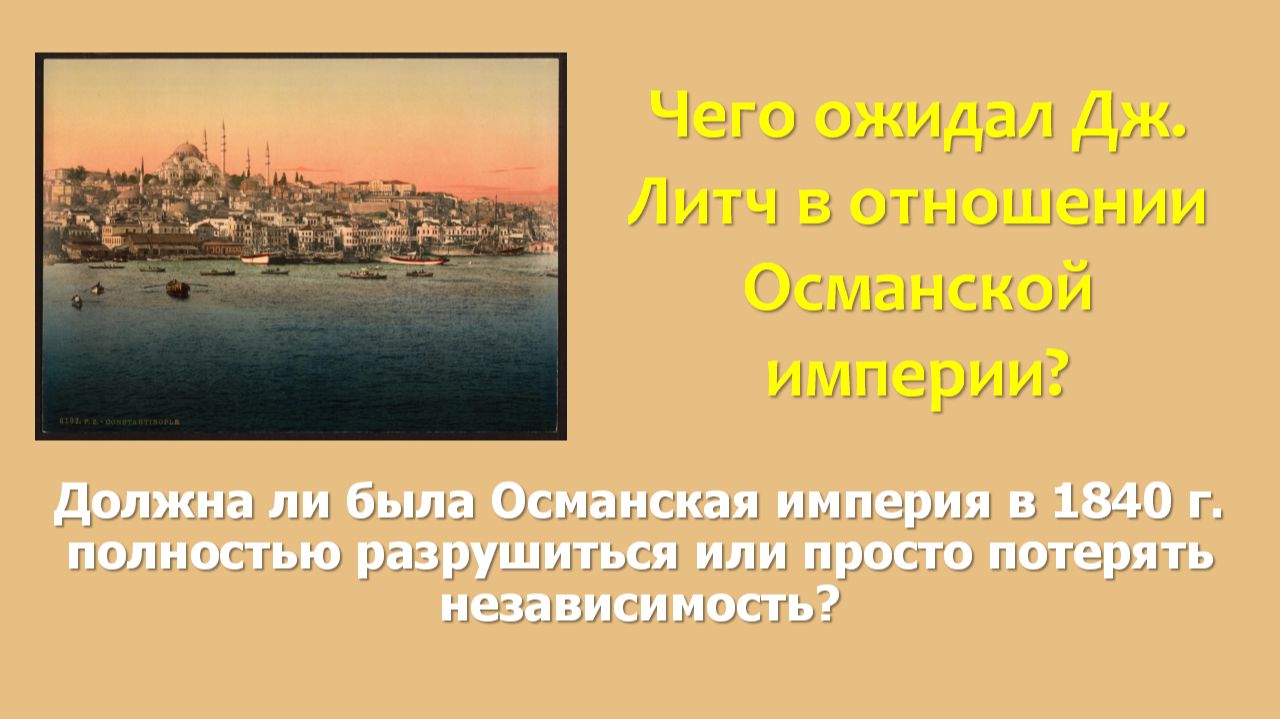 Чего ожидал Дж. Литч в отношении Османской империи ?