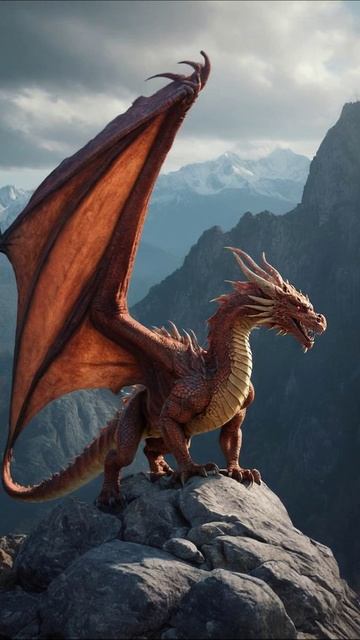 Дракон на вершине горы: магия и величие #дракон #фэнтези #приключения