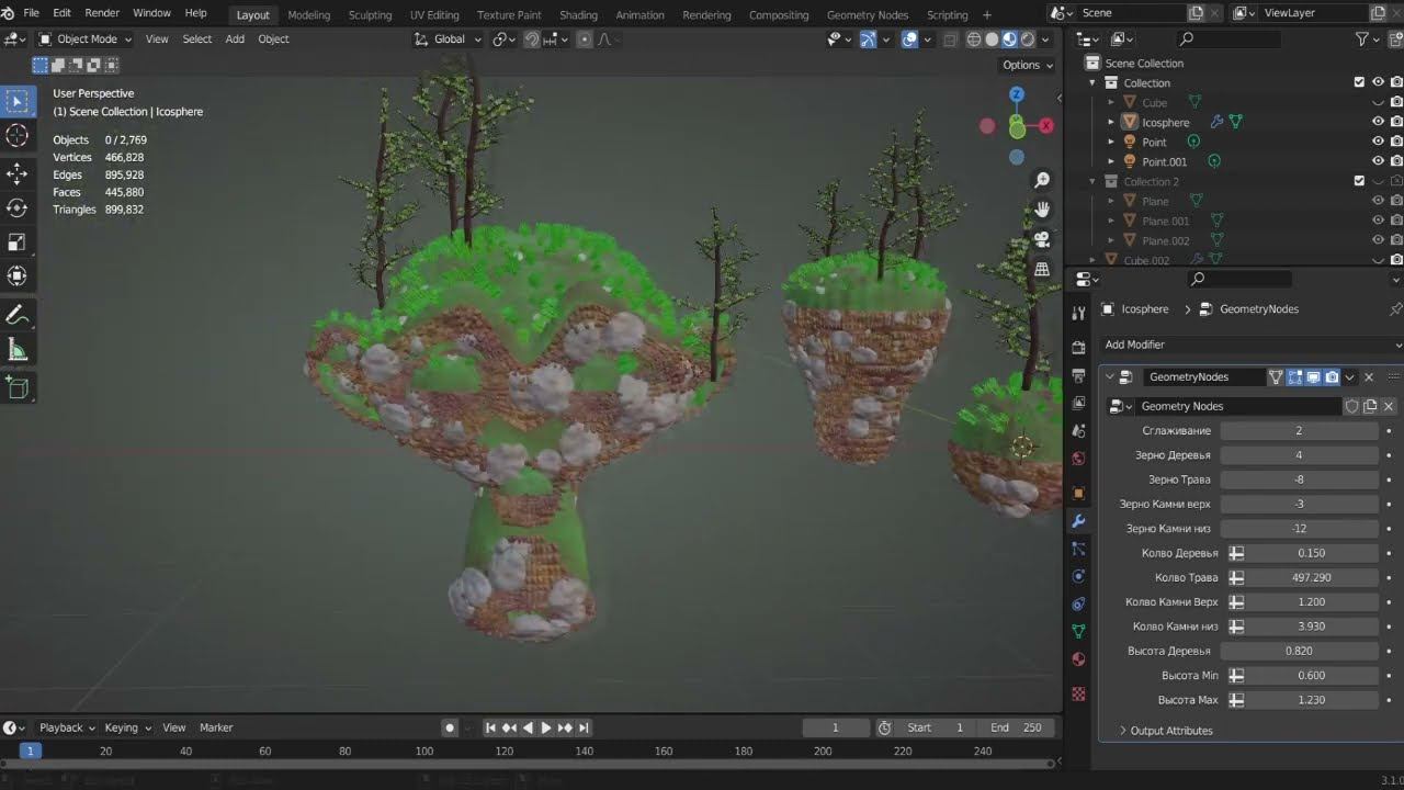 Blender Geometry Nodes Procedural Island Generator With Grass And Trees