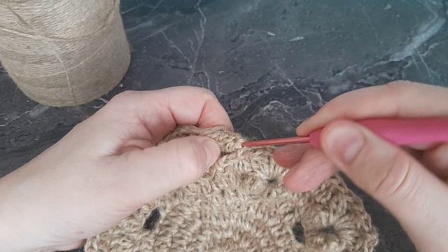 Вяжем салфетку из джута. МК