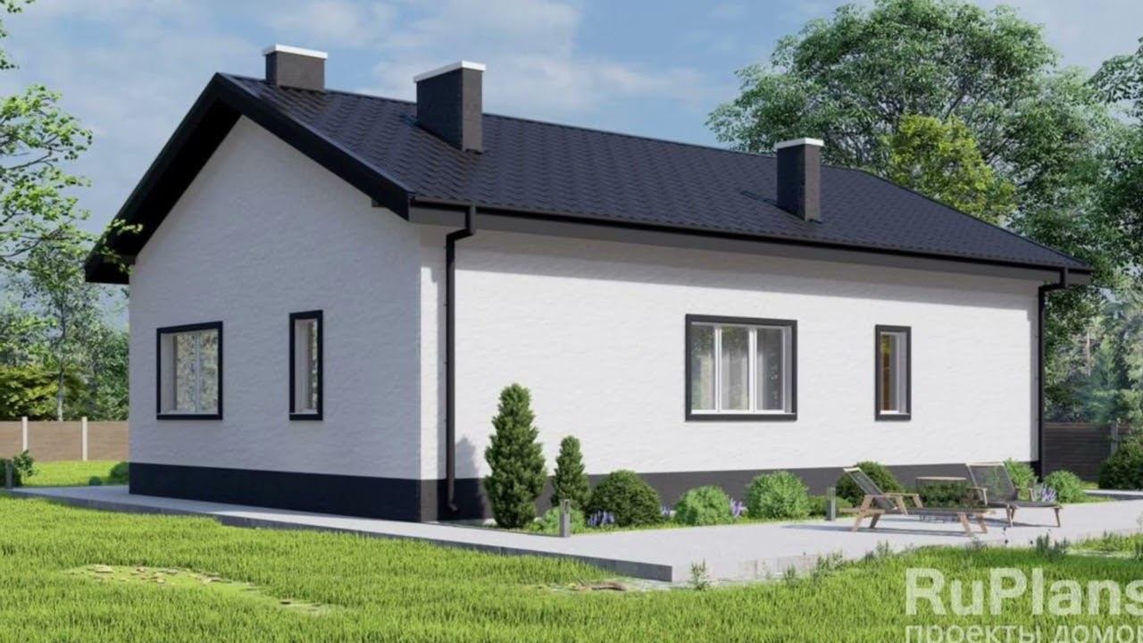 Rg6155 - Проект одноэтажного дома с тремя спальнями и гардеробом