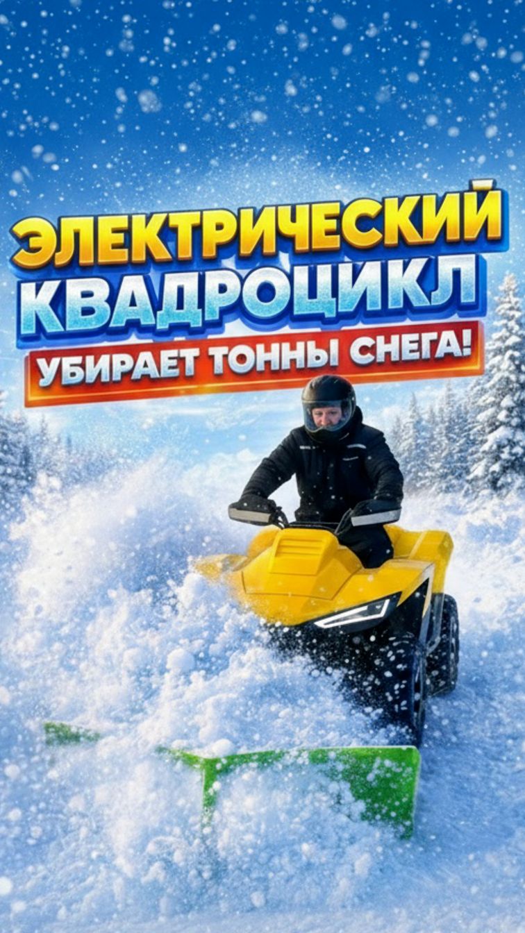 ЭЛЕКТРИЧЕСКИЙ КВАДРОЦИКЛ ТОЛКАЕТ ТОННЫ СНЕГА #shorts #квадроцикл #зима #снег
