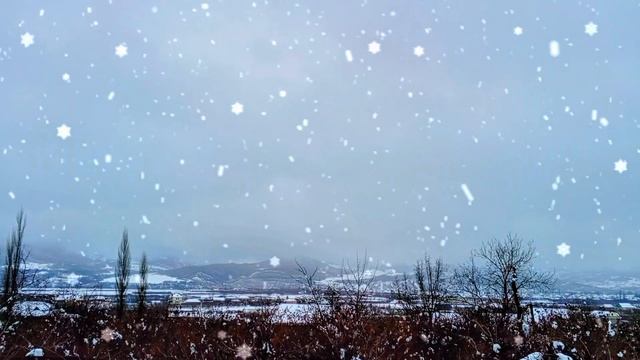 Звуки и пение птиц. Звуки деревни, очень красивая атмосфера зимней деревни ♪ Снегопад за окном, горы