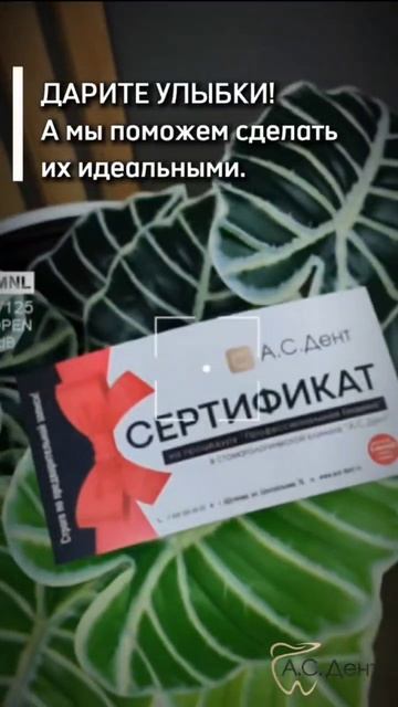 Подарочный сертификат стоматологии «А.С.Дент»