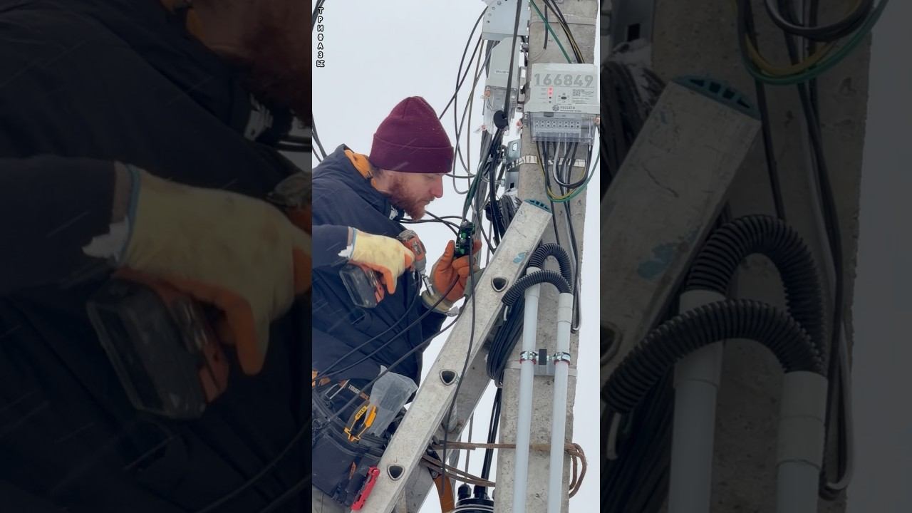 Трубостойка с камерой и светильником. Монтаж в декабре 2025. Подключение к электросети. #пктрифазы