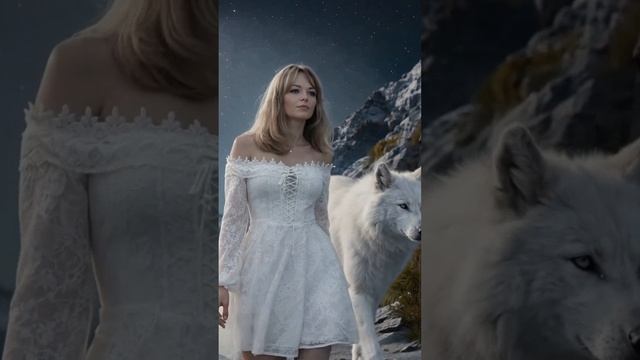 Одинокая волчица под луной