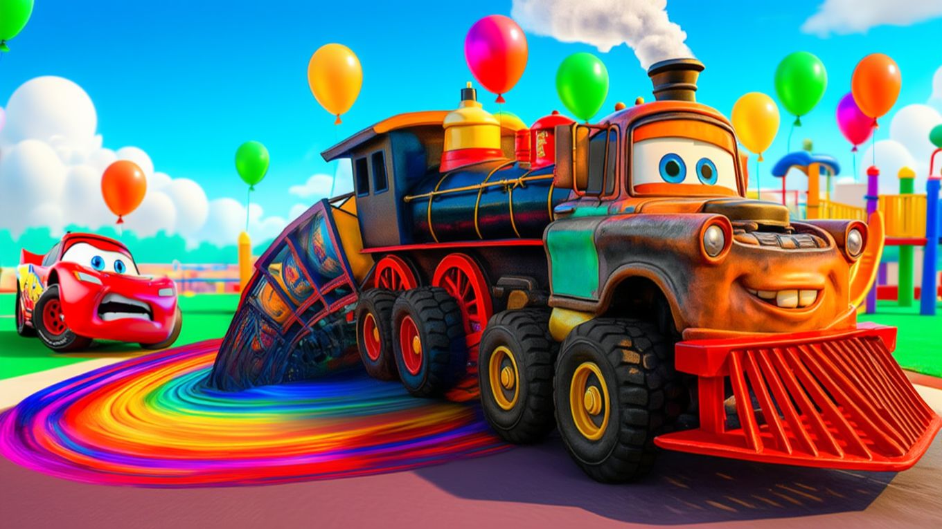 МУЛЬТИКИ ПРО МАШИНКИ Радужная яма: большой и маленький МакКуин, Мэтр против тачек Pixar Дисней детям