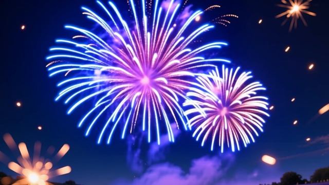 Яркий разноцветный салют в ночном небе! Магия праздника. 🎆✨