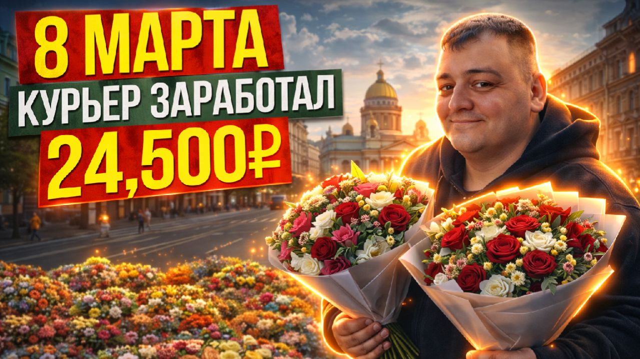 рекордный заработок ! 24500 руб.  за один день! 8 марта курьер FLOW WOW