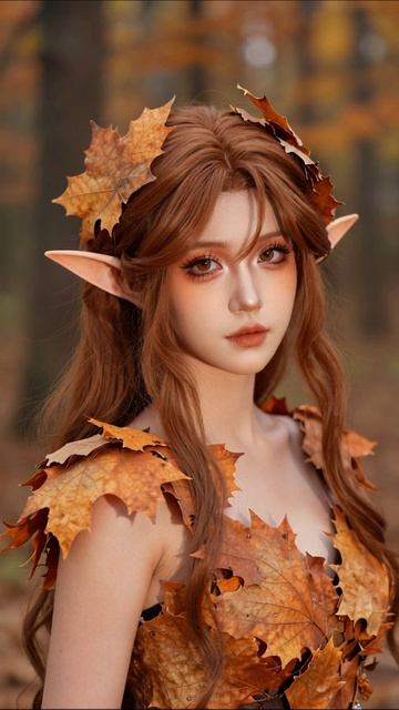 Эльфийская красота в осеннем лесу #осень #мода #фантазия