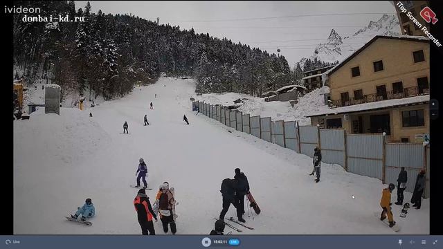 Домбай январь 2026 год 20260122_154825 лесная трасса вебкамера на спуске в поселок
