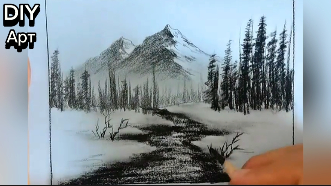 Вот как нарисовать горы карандашом. DIY Арт