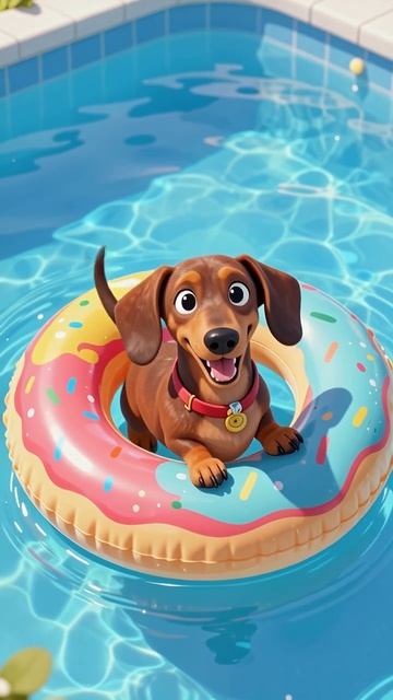 Собака в плавательном круге: Летние приключения #питомцы #лето #вода