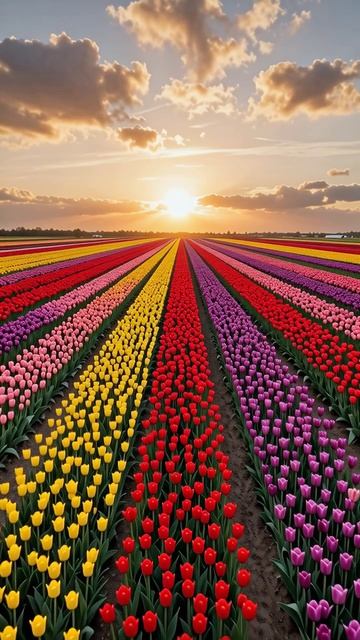 Цветущие тюльпаны на закате #тюльпаны #природа #закат