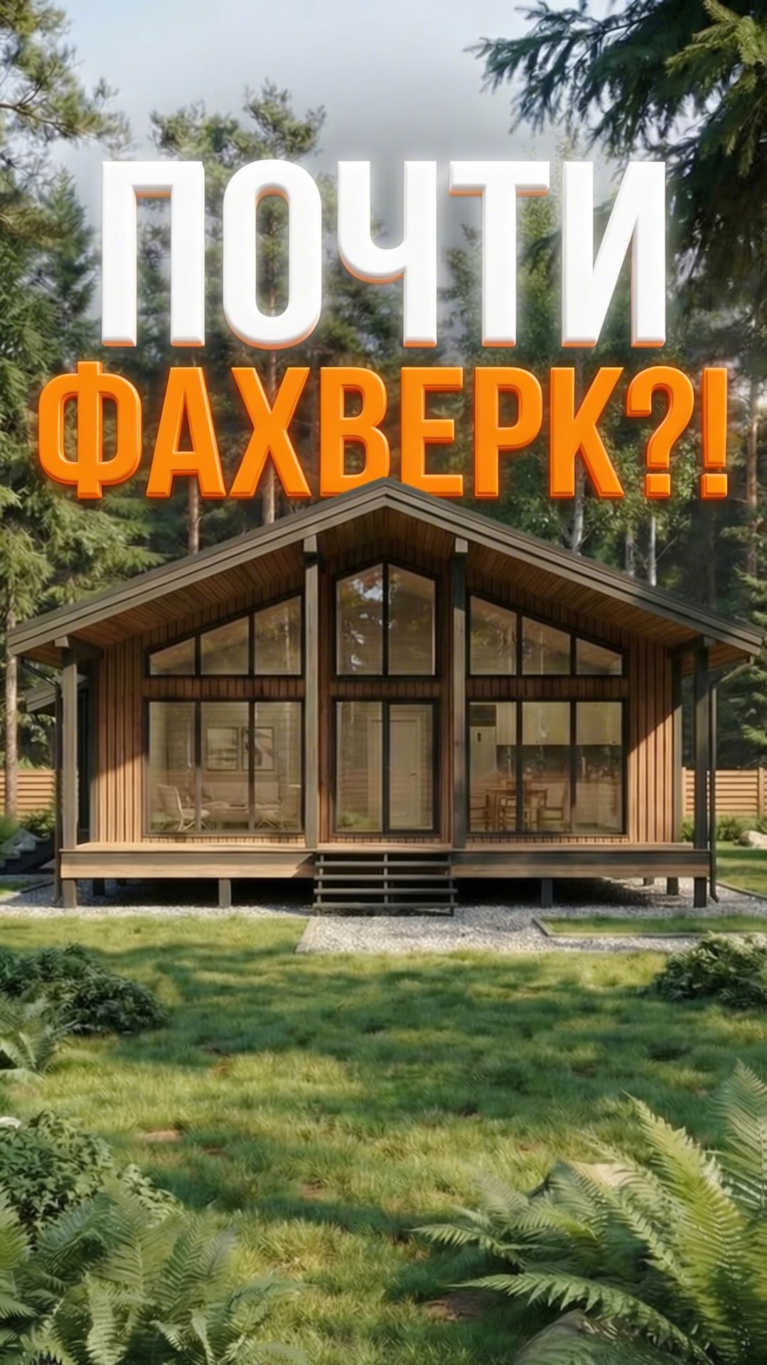 Нравится фахверк? Вот практичная планировка дома с панорамными окнами без переплат