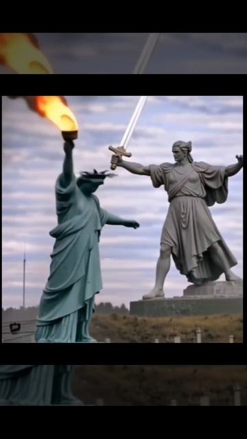 Родина Мать и Статуя Свободы! Родина-мать зовёт! Скульптура, Героям Сталинградской битвы на Мамаевом