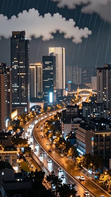 Городские огни ночью: завораживающий вид #ночнойгород #высотки #архитектура