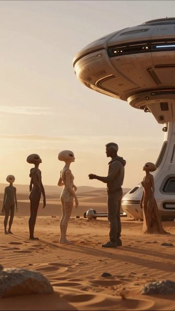 Взаимодействие с инопланетянами на пустынной планете #инопланетяне #научнаяфантастика #путешествия