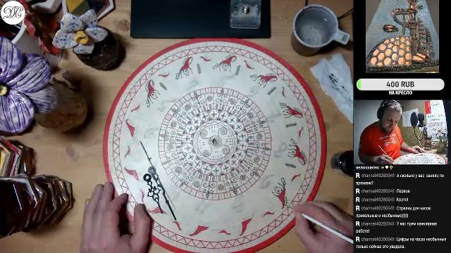 Творческий стрим. Не лепка. Мезенская роспись. Часы #ДС_керамист #DSceramist