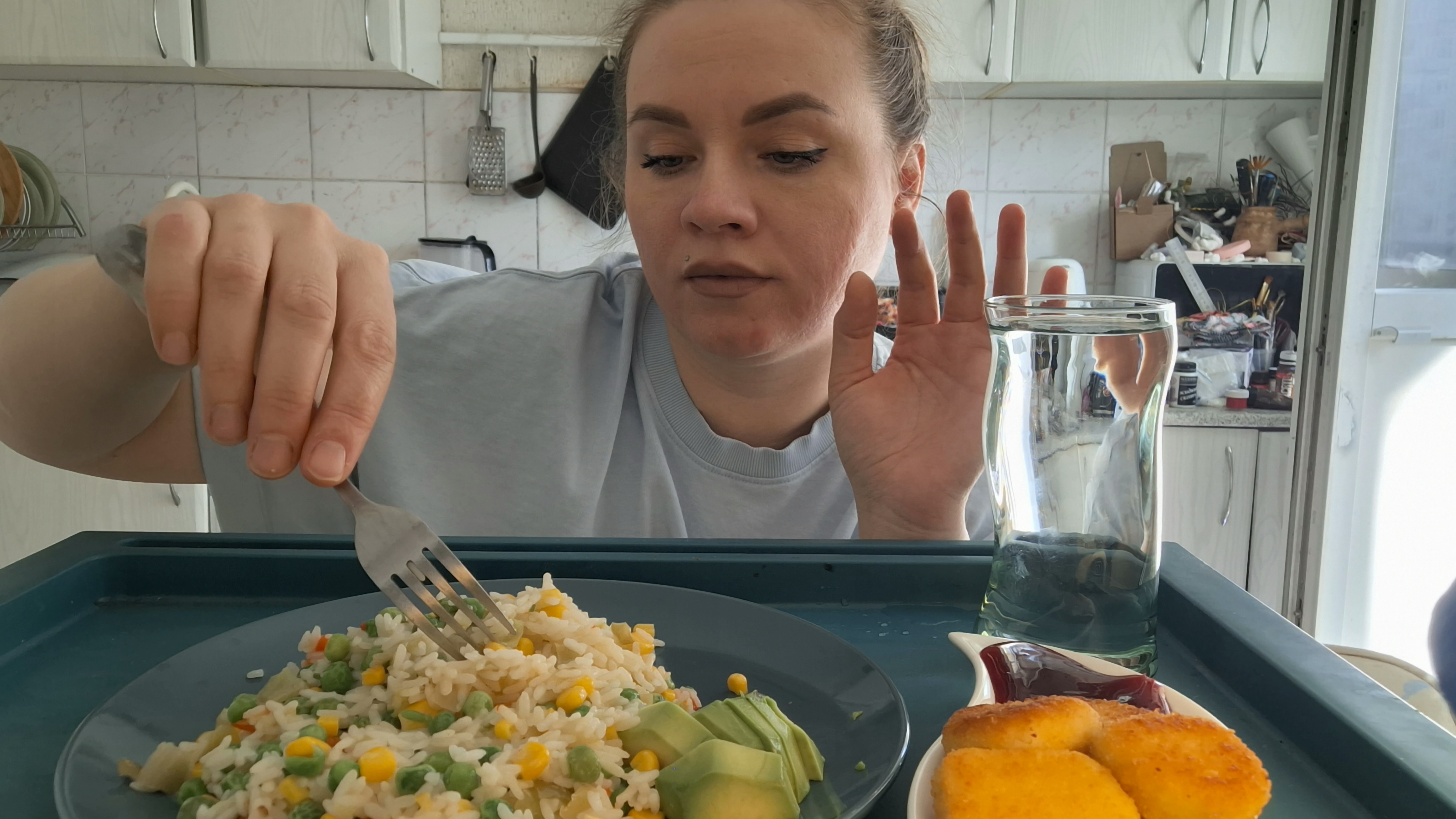 Рис с овощами, наггетсы с брусничным соусом| Пообедаем и поговорим #обед #еда #блог