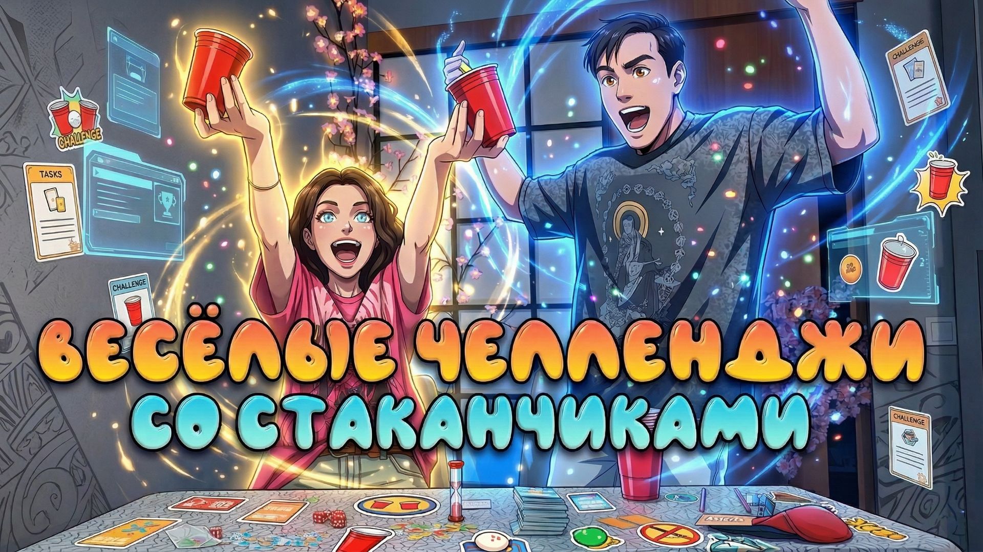 ВЕСЁЛЫЕ ЧЕЛЛЕНДЖИ СО СТАКАНЧИКАМИ || КТО ПОБЕДИТ?