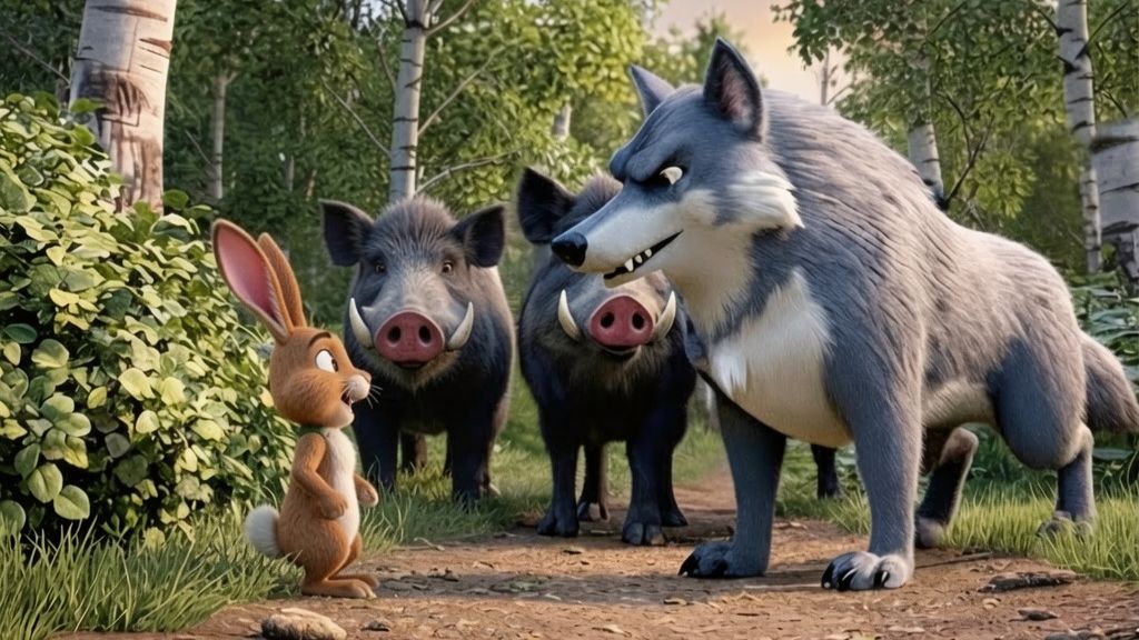 Заяц и стадо кабанов анекдот