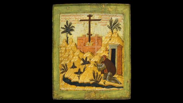 Икона «Преподобный Савватий в молении кресту». Середина XVI века. Ведущая О.А. Савина