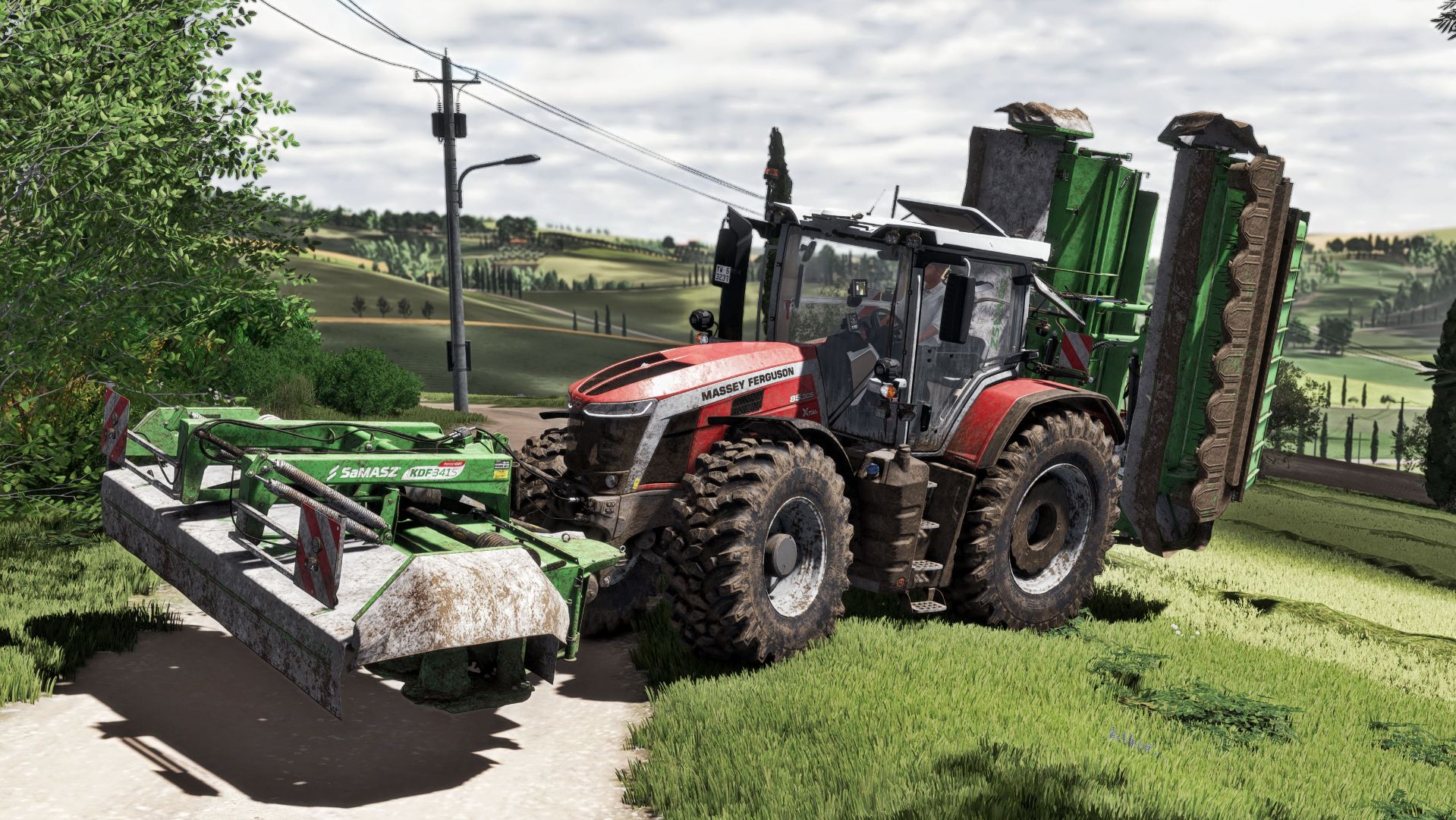 FS25 Etruria. Покос травы Massey Ferguson 8S.305 Xtra.