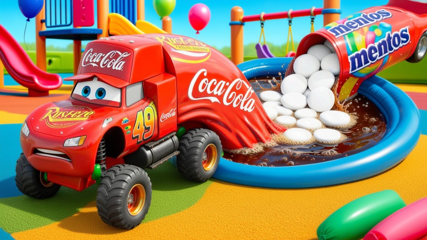МУЛЬТИКИ ПРО МАШИНКИ! Молния Маккуин против ямы с кока-колой! Что внутри? - Тачки Дисней для детей
