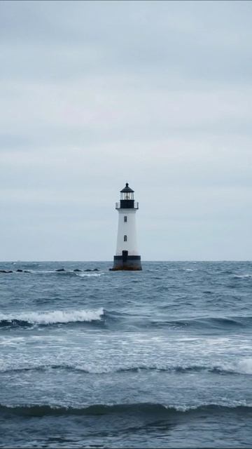Маяк на фоне штормового моря #маяк #природа #море