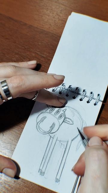 Мини зарисовка персонажа в блокноте. Процесс рисования