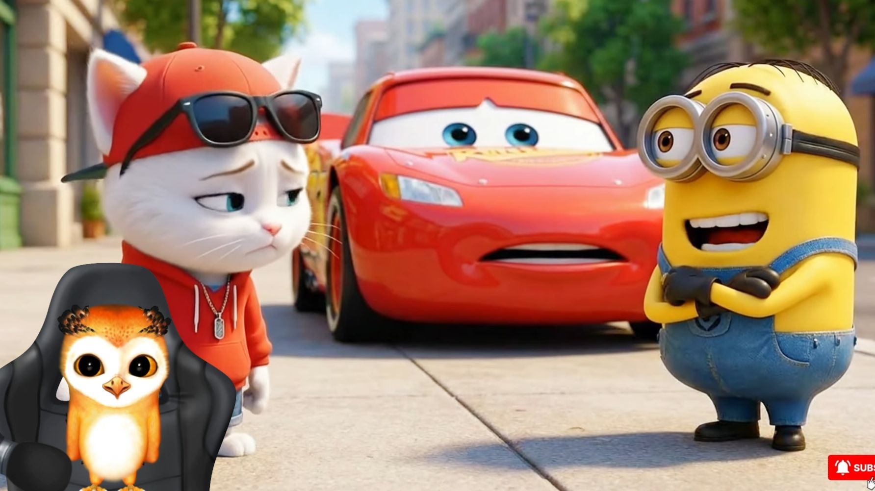 Мультики про машинки Молния Маквин и Котик против Круза Рамиреса и Миньона