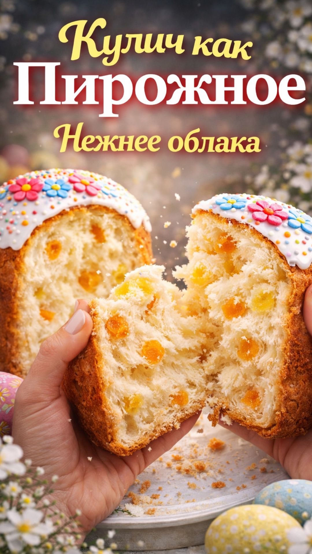 Нежный кулич как пирожное 🥮 Воздушный пасхальный кулич без долгого замеса