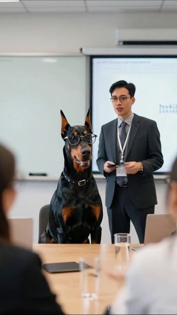 Собака на деловой встрече: неожиданный гость! #собака #деловаявстреча #юмор