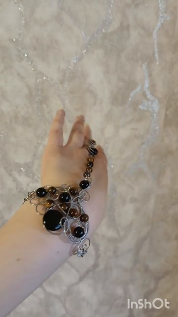 браслет с тигровым глазом и обсидианом #украшения #wirewrap #браслет #трайбл #ручнаяработа #хэндмейд