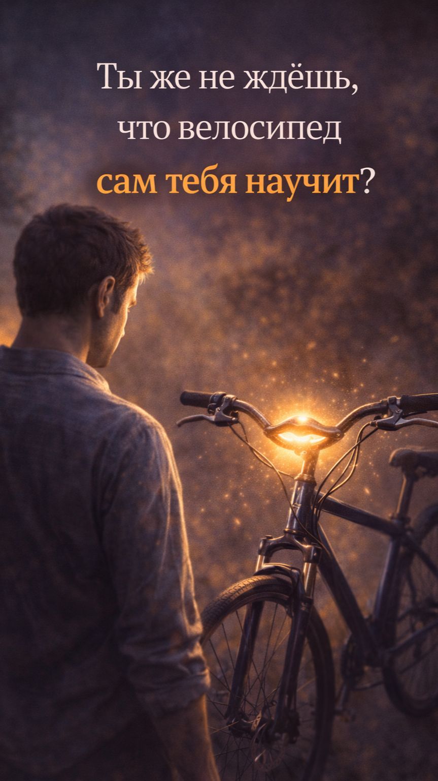 Ты же не ждёшь, что велосипед сам тебя научит ездить?
