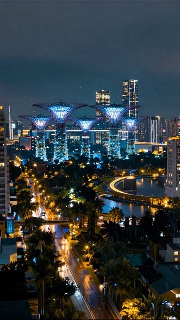 Сияние города: волшебство Сингапура в ночное время #Сингапур #ночнойгород #архитектура