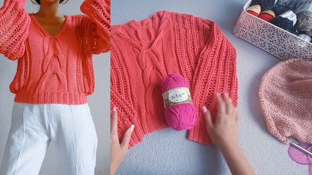 🔥 ПУЛОВЕР с рукавами сетка/ Вяжу платье