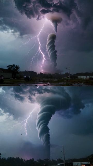 Смертельный шторм: молнии и торнадо #природа #шторм #молния