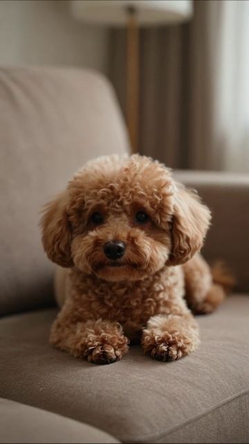 Очаровательный пудель на диване #собака #пудель #домашнийлюбимец
