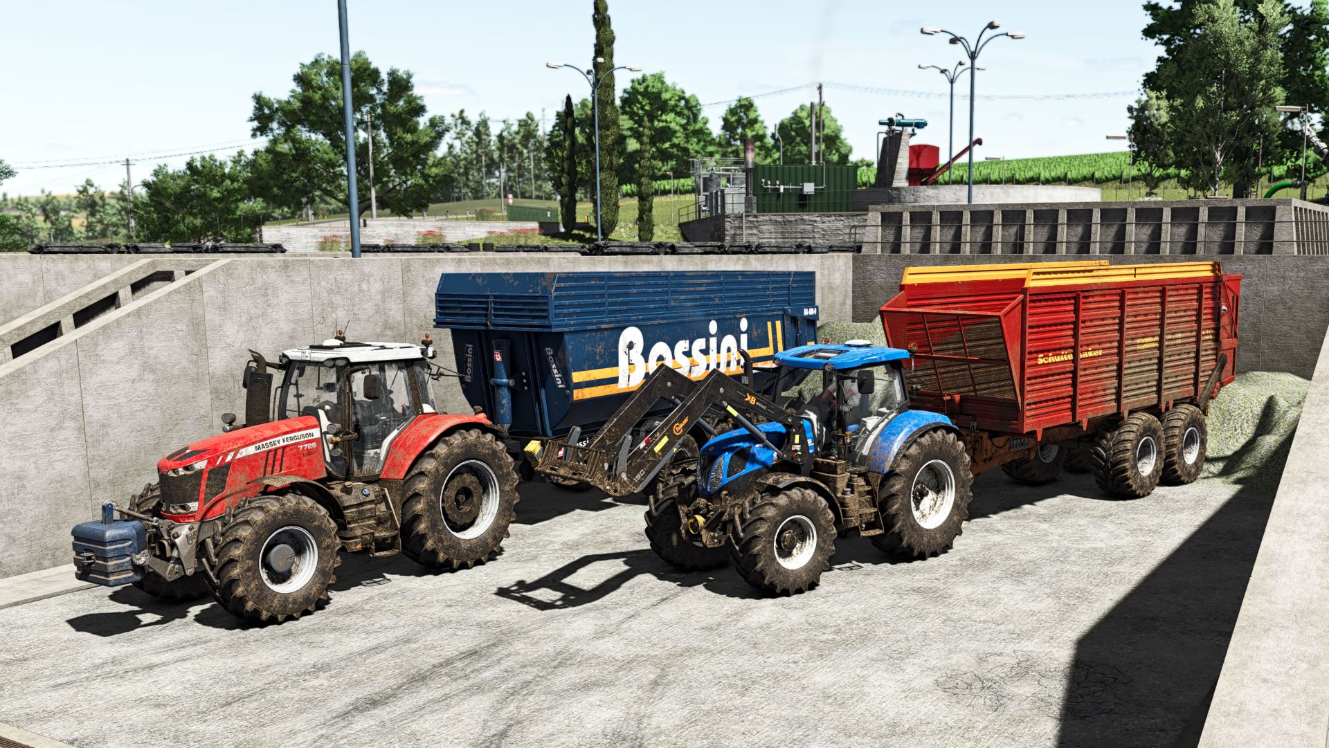 FS25 Etruria. Силос Massey Ferguson 7720, Claas Jaguar 900, New Holland T7.210
