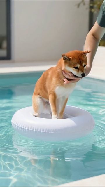 Собака на водном круге: идеально для лета! #собака #лето #вода