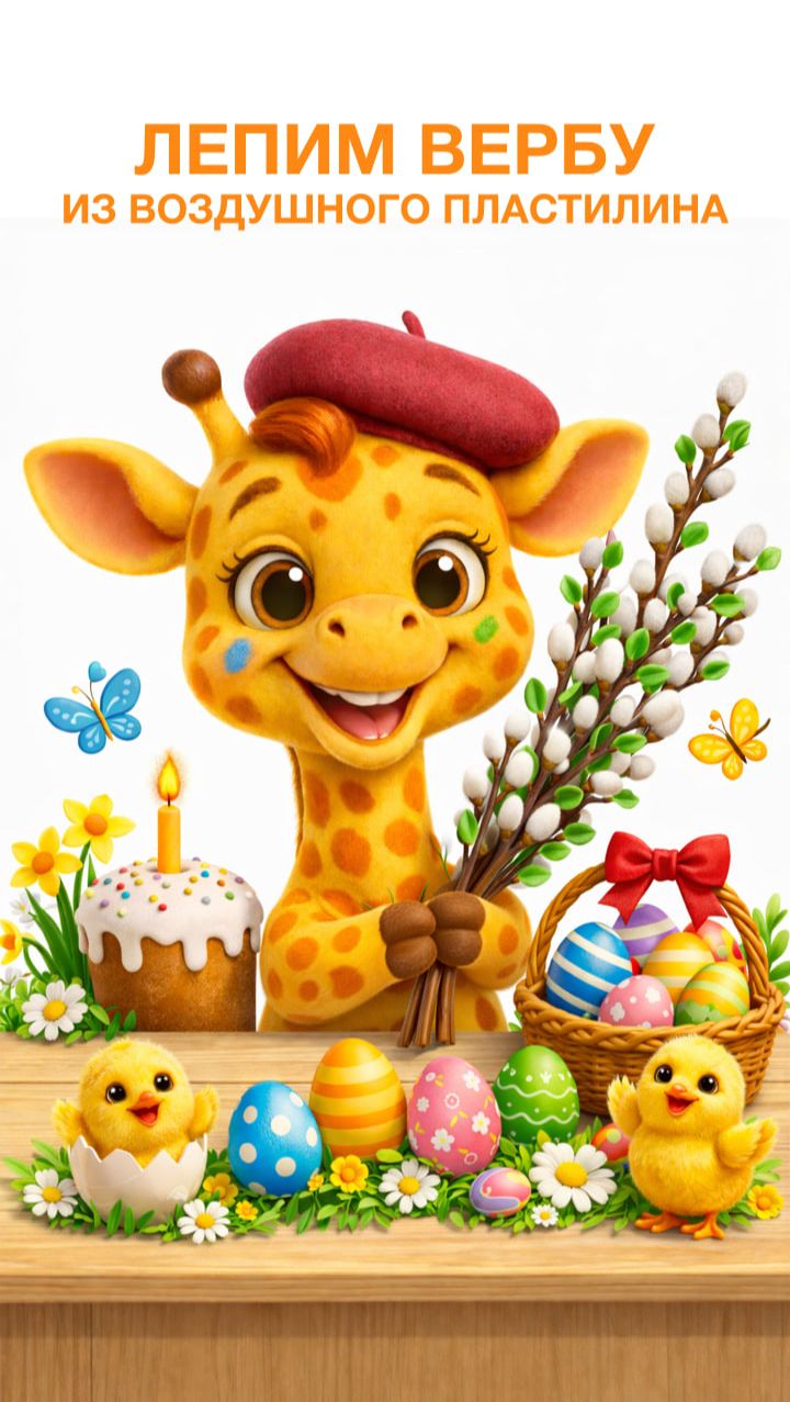 Лепим вербу из воздушного пластилина