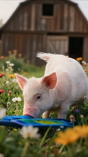 Очаровательные поросята в цветущем саду #свиньи #животные #природа