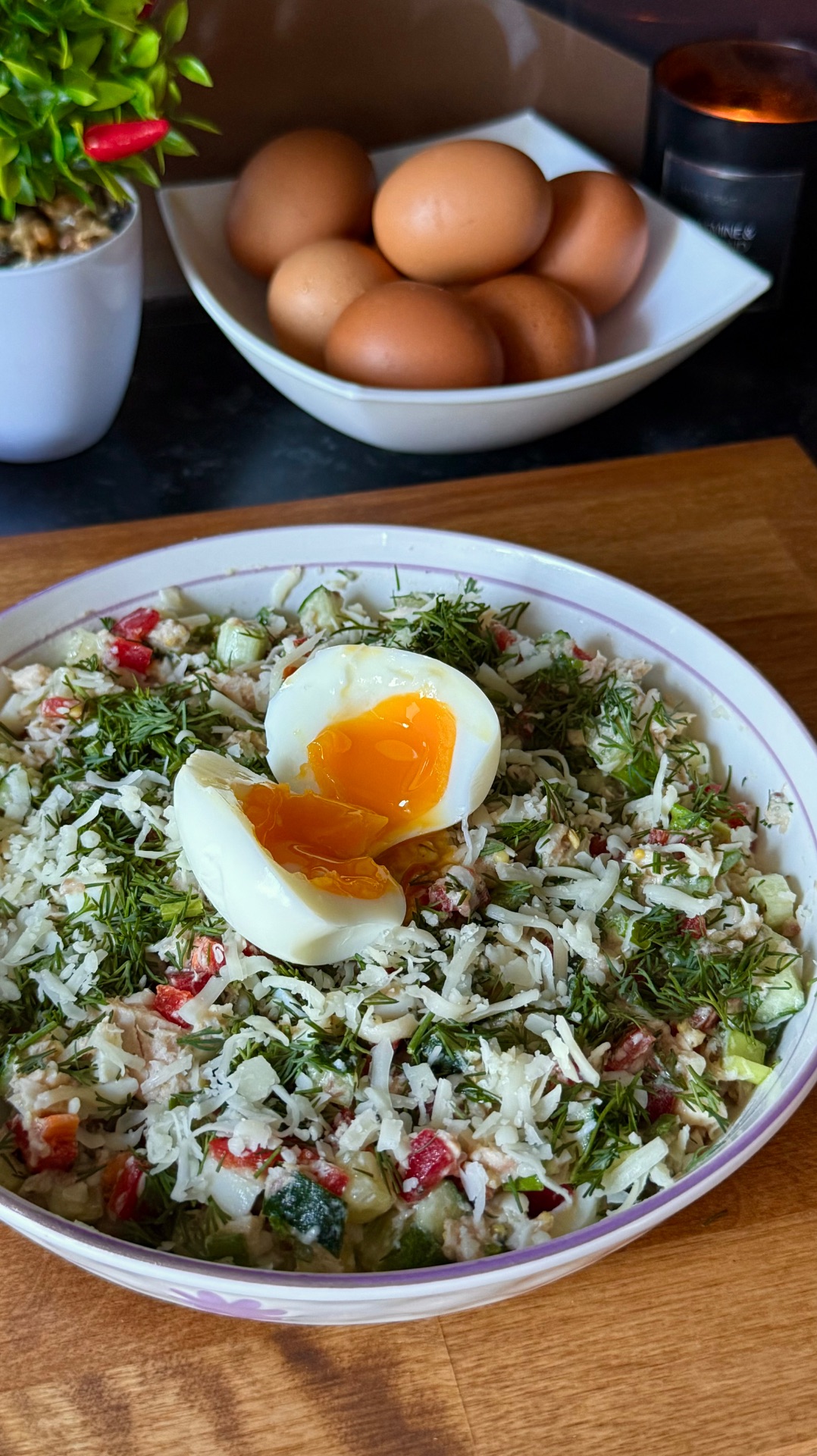 Белковый салат с тунцом